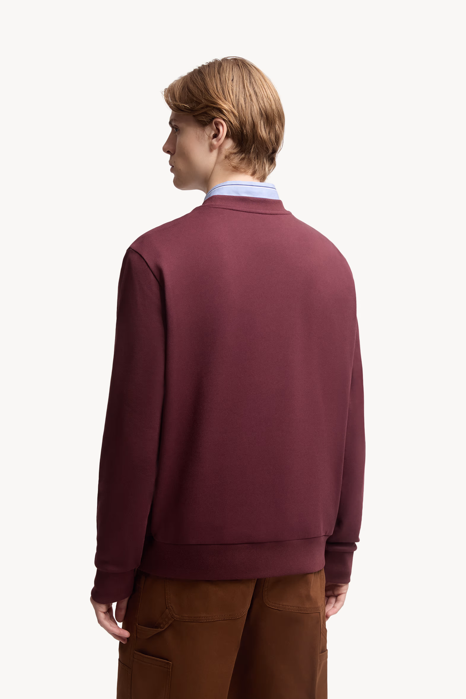 Logo Cotton Sweatshirt Men Burgundy Moncler 5
